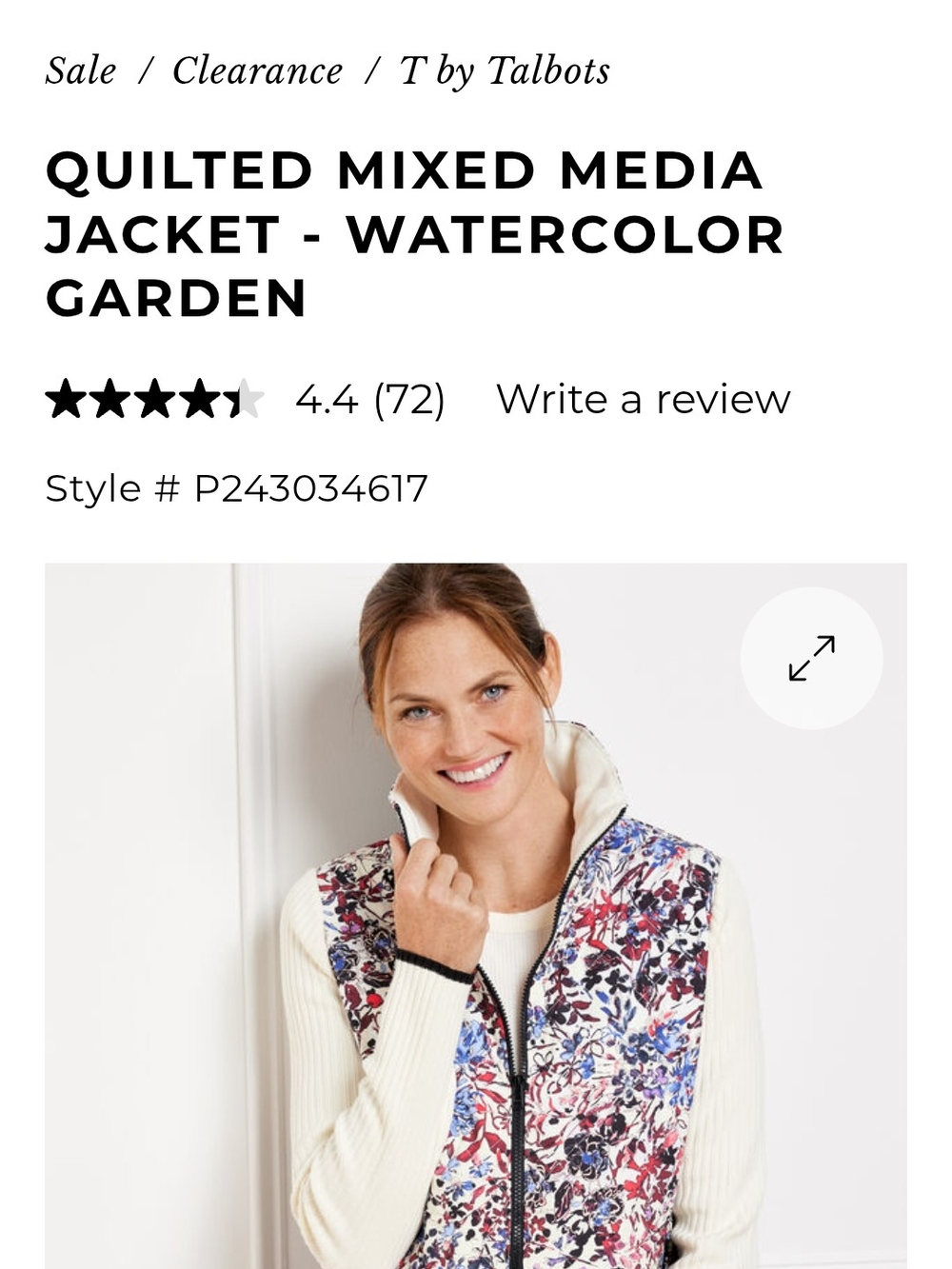 Talbots Quilted Mixed-Media Floral Jacket